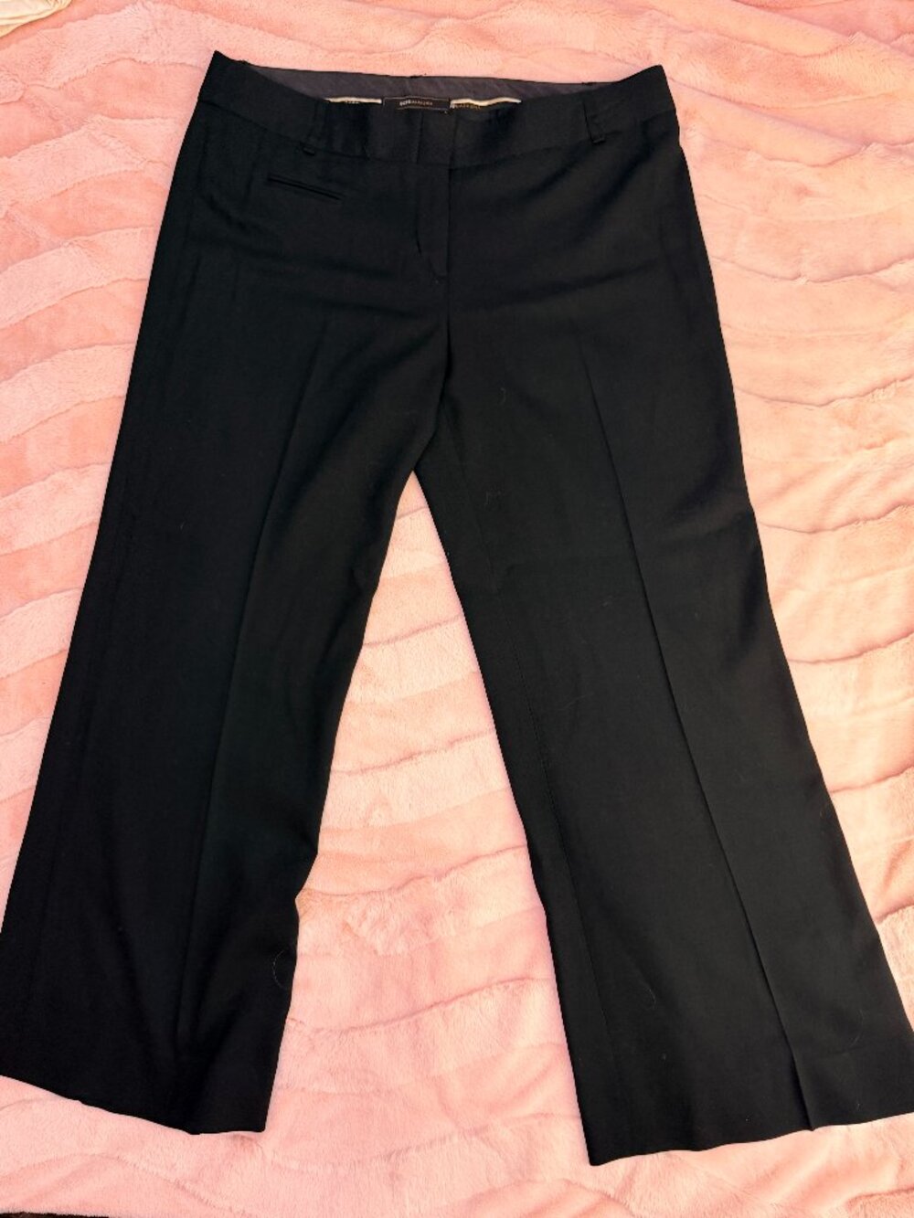 BCBGMAXAZRIA Christine Black Wide Leg Trouser Pants Pressed Crease Size 8